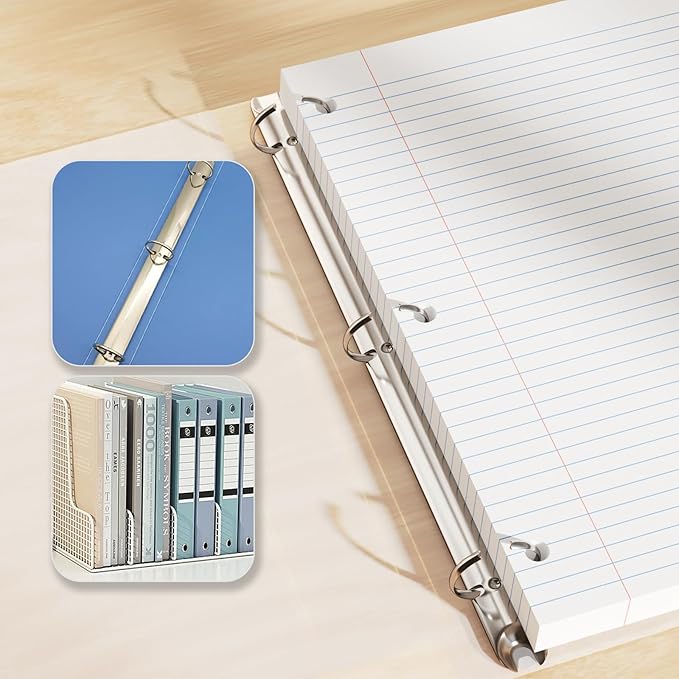 2-Pack White Loose Leaf Paper 260 Sheets Filler Paper 8 * 10.5 College Ruled 3-Hole Punched for 3-Ring Binders Notebook Lined 8" x 10.5"