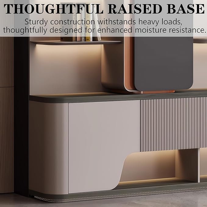 Modern L Shaped Desk, 110.2 inch Large Desk with Storage, Executive Desks for Home Office No Installation Required with Drawers and Lockable, Without Desk or Computer Chair (Filing Cabinet)