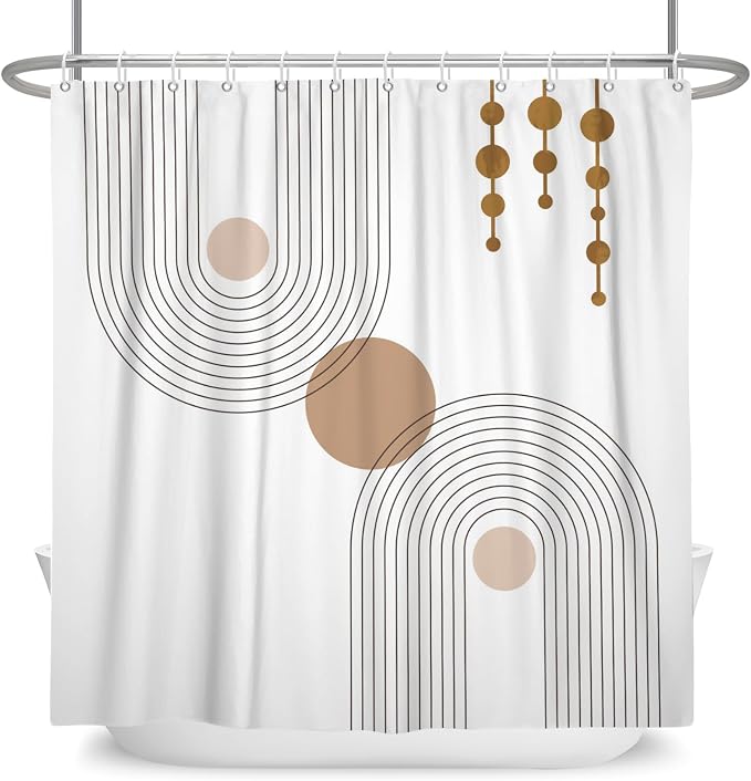 Mid Century Shower Curtain Minimalist Abstract Arch Simple Sun Modern Shower Curtains Bohemian Geometric Aesthetic Bathroom Decor Waterproof Fabric Curtain with Hooks 48x72 inch