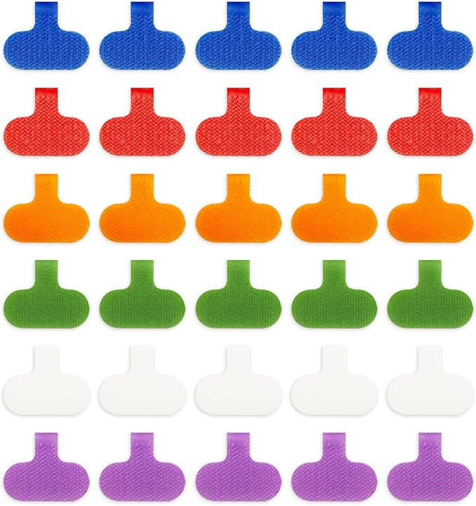 30 Pcs Multi-Color Cable Labels, Write On Cord Label Wire Labels, Electronic Cable Identification Tags for Electronics, Computers Cable Management and Identification, Assorted Colors