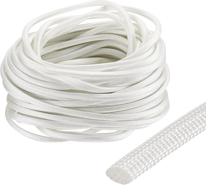 uxcell Insulation Cable Protector,4mm/0.16 Inch-20m/66 Feet High Temp Fiberglass Sleeve White