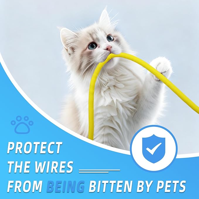 Automotive Wire Loom Tubing, Split Braided Cord Protectors from Pets No Chew, Flexible Cable Sleeve Cable Management for TV/Computer/Electric Wires (Yellow, 5/8"-10ft)