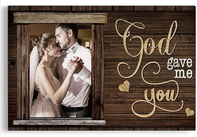 Dem Canvas Personalized Canvas Prints, Custom Photo And Name, God Gave Me You, Wedding Gifts For Couple Anniversary Wedding Engagement Gift For Couples Canvas (18x12)