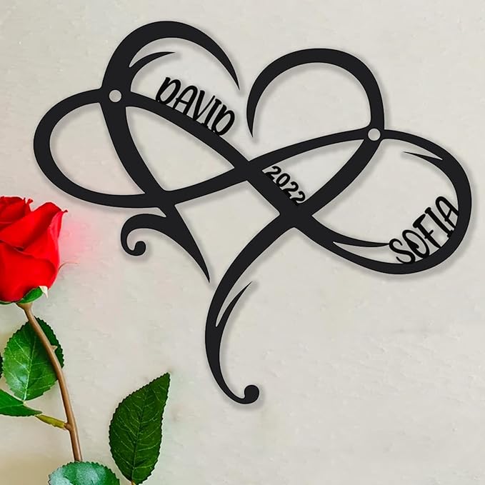 Pamaheart Customized Infinity Heart Metal Wall Decor, Unique Infinity Heart Wall Art, Love Sign Plaque, Steel Art, Geometric Bedroom Ornaments, Cut Out for Home Wedding Decor