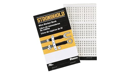Panduit PCMB-2 Pre-Printed Wire Marker Book, Vinyl Cloth, .22 by 1.38-Inch L, A-Z, 0-15, +, -, / Legends Only