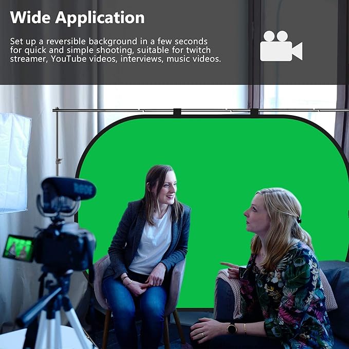 5X 6.5ft Portable Green Screen Backdrop Double-Sided 2-in-1 Blue Screen Pop Up Chromakey Backdrops Collapsible and Reversible Background for Photography,Live Streaming,5’×6.6’/1.5×2m