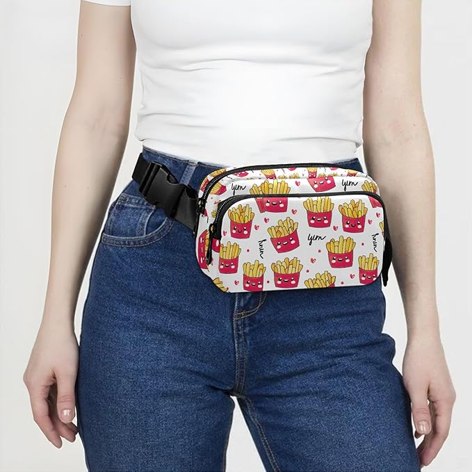 Kawaii Potato Franch Fries Fanny Pack for Women Men Water Resistant Fashion Waist Packs with Adjustable Strap Belt Bag for Travel Workout Jogging Hiking 21219321