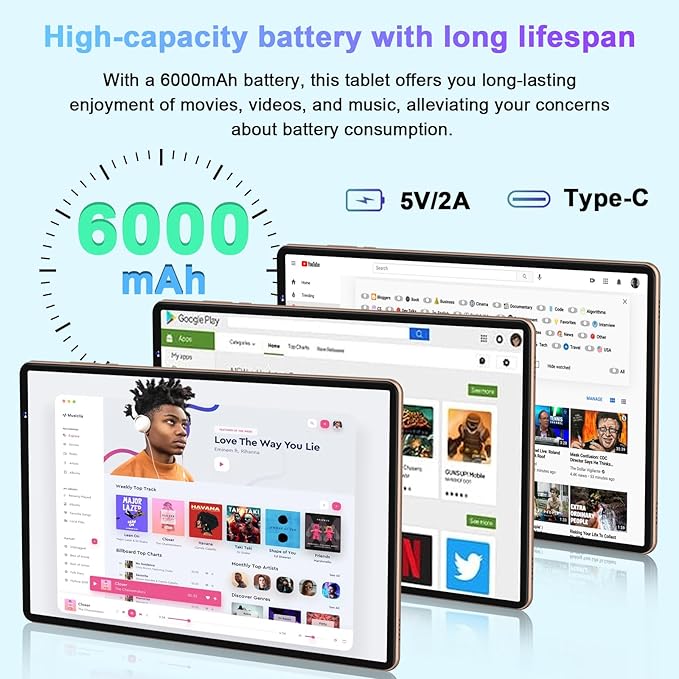 2025 Tablet, 10 Inch Android Tablet 20GB RAM+128GB ROM+1TB Expand, Octa-Core Android 14 Tablets with Keyboard, Mouse, HD IPS Touchscreen, 6000mAh, BT 5.0, WiFi 6, Widevine L1, Split Screen -Rose Red