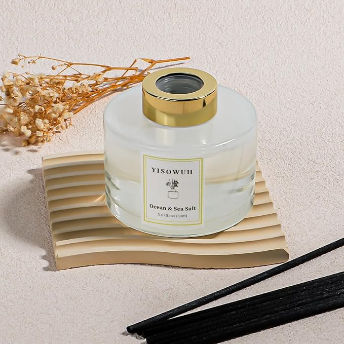 YISOWUH Reed Diffuser Set,5.07 fl oz (150 ml) - Ocean & Sea Salt Oil Diffusers with 8 Reed Sticks,Home Fragrance Reed Diffuser for Bathroom Shelf Decor