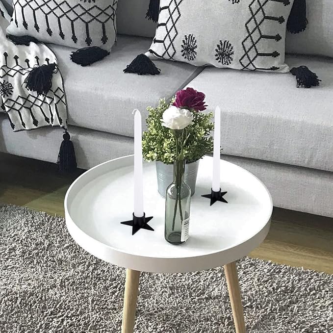 2PCS Pentagram Black Taper Candle Holders, Matte Iron Candlestick Holders Centerpieces for Home Decoration, Wedding Anniversary, Party, Housewarming Gifts.
