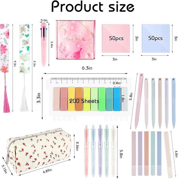 Lestp 24Pcs Bible Study Supplies Journal Kit Book Annotation Kit Aesthetic Pastel Highlights Pens Tabs Bookmarks Bags for Women Teens School Accessories Cute Colorful Bible Highlighters Pens No Bleed