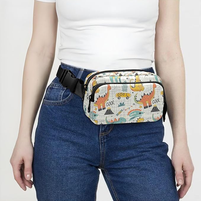 Cute Dinosaurs Fanny Pack for Women Men Water Resistant Fashion Waist Packs with Adjustable Strap Belt Bag for Travel Workout Jogging Hiking 21219910