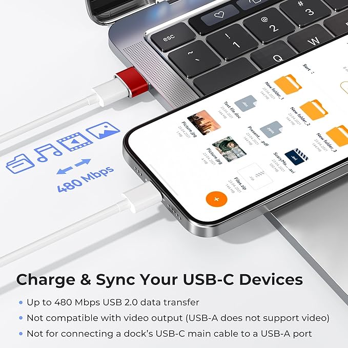 Basesailor USB to USB C Adapter 2 Pack,USB C Female to A Male Charger Type C Converter for Apple Watch Ultra iWatch 7 8 SE, 14 13 12 11 Plus Pro Max Mini,AirPods,iPad Air,Samsung Galaxy S23 S22