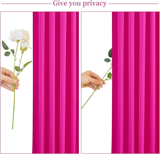 6 Panels Fuchsia Backdrop Curtain for Parties Birthday Party Wrinkle Free Hot Pink Photo Curtains Backdrop Drapes Fabric Decoration for Wedding 30ft(W) x 10ft(H)