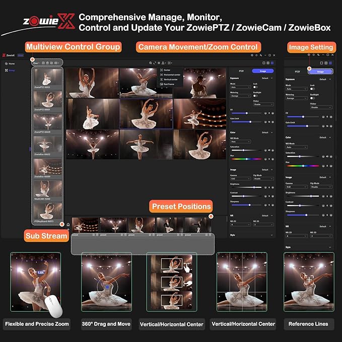 zowietek 4K PTZ Camera PoE, 25X Optical Zoom, Simultaneous HDMI and SDI Output, USB Out for Conference, RTSP/RTMP(s)/SRT, Standalone IP Live Streaming to YouTube for Meeting, Church, Event