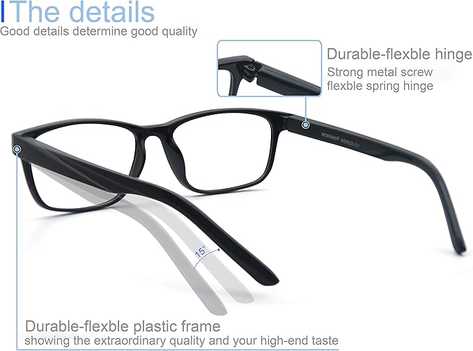 MODFANS Progressive Multifocus 2.5 Reading Glasses,Blue Light Blocking Glasses,Anti-Glare,Anti-Eye Fatigue,UV Protection for Computer/TV/Tablet/Phone,Readers with Comfort Sping Hinge