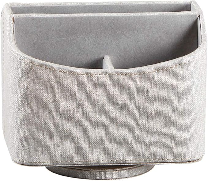 Arniche PU Leather Remote Control Holder,360 Degree Spinning Desk TV Remote Caddy,Desk Organizers and Accessories,for Controller,Media,Mail,Calculator,Mobile Phone,Pen Storage Holder(Beige)
