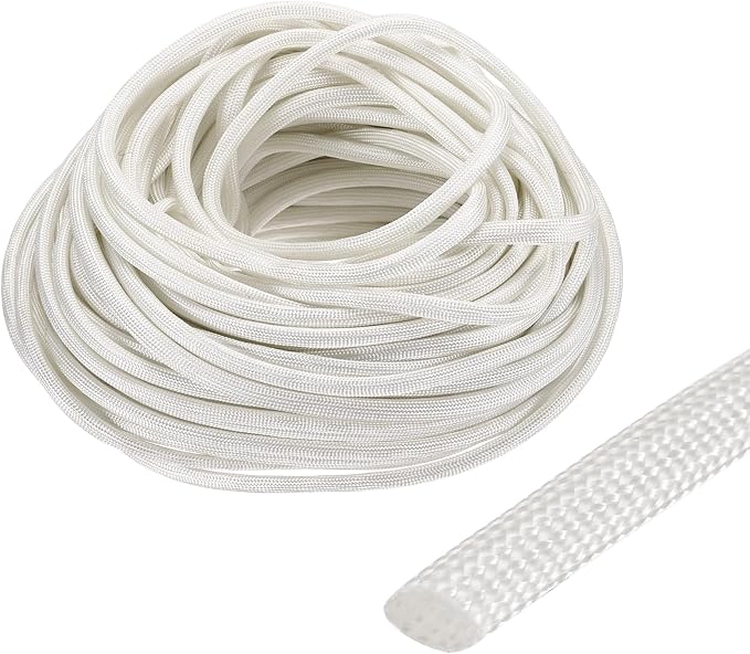 uxcell Insulation Cable Protector,4mm/0.16 Inch-30m/98 Feet High Temp Fiberglass Sleeve White