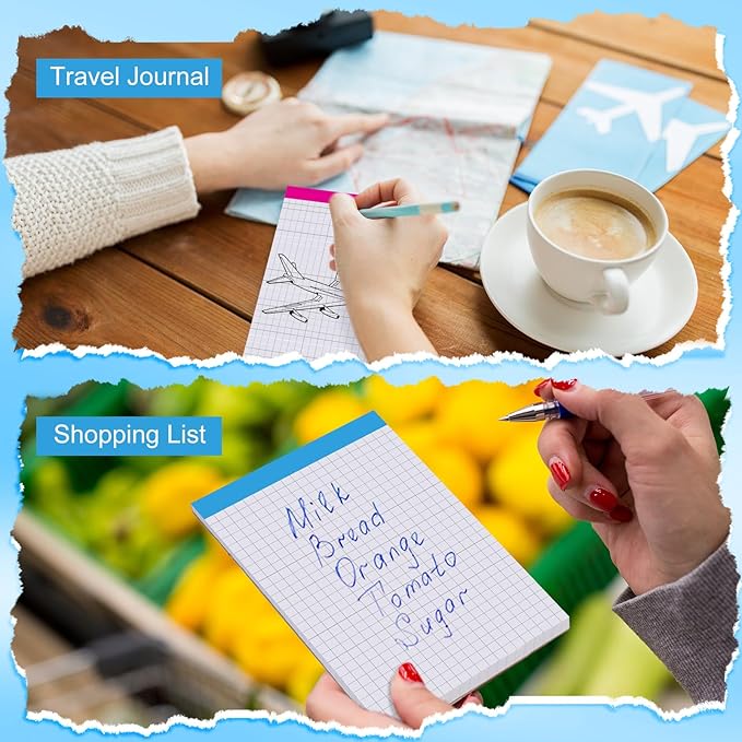 Tenceur 8 Pack Grid Paper Pad 4 x 6 Inch Graph Paper Pad, Graft Paper 30 Sheets Graph Ruled Grid Pad Notebook Notepads Memo Pads Math Grid Note Pad Scratch Pads Assorted Colors(4 Squares Per Inch)