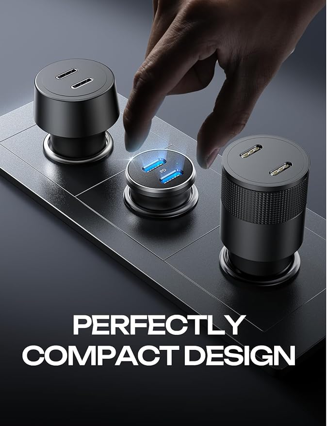 LISEN 90W USB C Car Charger for iPhone 17 Car Charger 45W Fast Charging, 2-Port PD 45W & QC 3.0 Cigarette Lighter USB Charger [All Metal&Mini] for iPhone 17 Air/16/15/14/13 Pro,Samsung Galaxy S26/S25