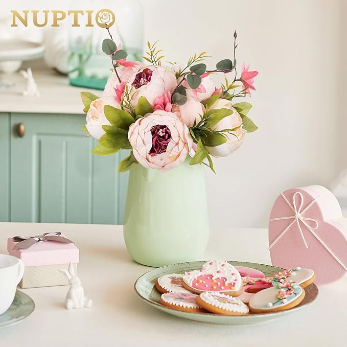 NUPTIO Pink Peonies Flowers: 2 Pcs 9.4 inch Diam Artificial Peony Flower Balls - Fake Flower Ball Arrangement Bouquet Wedding Centerpieces for Tables Decorations