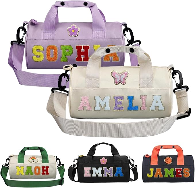 Personalized Dance Ballet Bag for Girls Small Travel Duffle Sport Gym Bag for Kids Weekender Overnight Bags Customized Birthday Gifts for Girls Dancer Students White