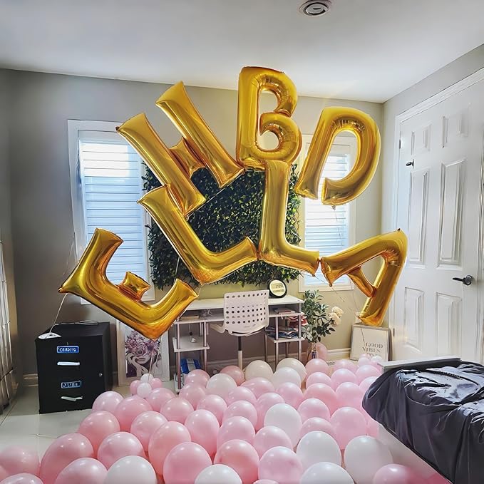 40 Inch Foil Letter Balloon, Giant Alphabet G Customize Balloon, Large Self Inflating Gold Decor for Women Birthday Party Decoration Supplies