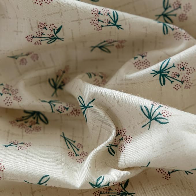LifeTB Green Floral Duvet Cover Twin XL 3 Pieces Green Blossom Flower Comforter Cover Vintage Floral Cottagecore Bedding Set 100% Cotton Flower Botanical Comforter Cover with 2 Bowknot Pillowcases