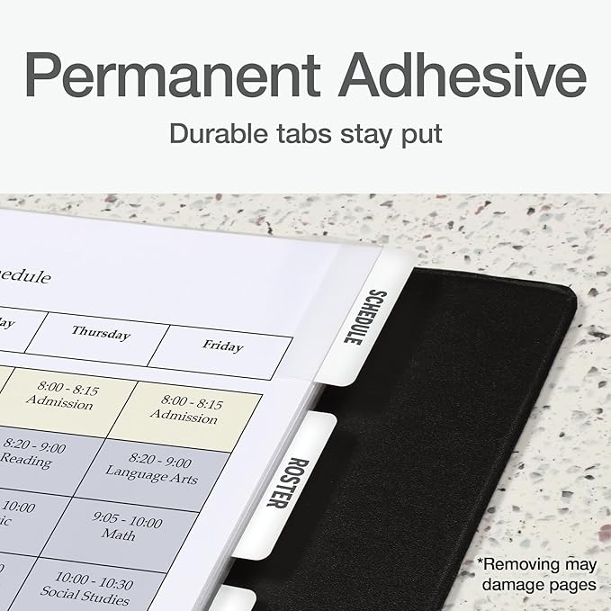Redi-Tag Laser Printable Tabs, Permanent Index Tabs, Customizable Adhesive Labels, White, 2" x 0.875", 300 Per Pack (B39170)