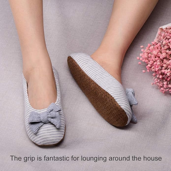 Panda Bros Women's Ballerina House Slippers,Anti-Skid Comfy Warm Ballet Style Slippers