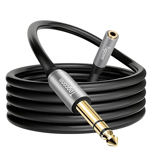 Togconn 6.35mm to 3.5mm Stereo Audio Cable Adapter 2 Feet, 6.35mm 1/4 Inch TRS Male to 3.5mm 1/8 Inch Female Stereo Audio Converter Connector for Phone, Laptop, Headphone, Amplifier, Guitar, Speaker