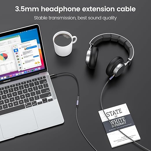 MOSWAG 3.5mm Extension Cable 32.8FT/10M Audio Male to Female Stereo Extension Adapter Nylon Braided Cord Compatible for Home/Car Stereos Smartphones Headphones Tablets Media Players and More