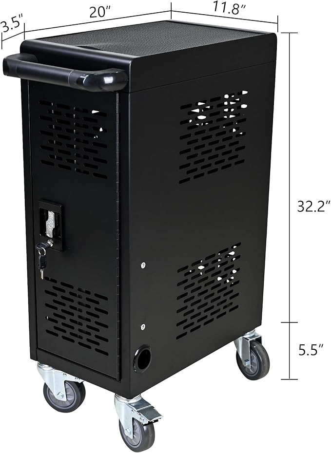 TOUPUWAN Laptop and Tablet Storage Cart, Mobile Charging Cart and Cabinet for Up to 16 Units, with Charging Port Screen Size Up to 14", Fits Chromebook, Tablet, Laptop, Suitable for School, Business