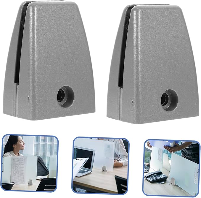 Angoily 2pcs Versatile Desk Bezel Clip Desk Soundproof Baffle Desktop Partition Sneeze Guard Clip Privacy Panel Bracket Fixed Screen