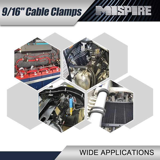 MISPIRE 9/16 Inch Rubber Cable Clamps 50 PCS, 304 Stainless Steel Hose Pipe Clamps, Automotive Wire Rubber Insulated Clamps, Metal Clamps for Tube, Pipe and Wire Cord Installation