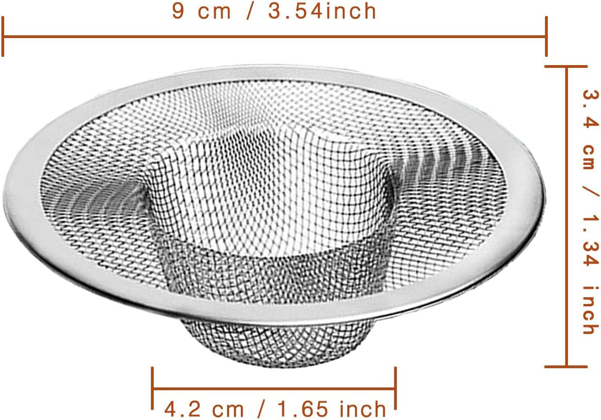 2pcs Heavy Duty Stainless Steel Slop Basket Filter Trap,3.54" Top / 1.65" Mesh Metal Sink Strainer,Perfect for Kitchen Sink/Bathroom Bathtub Wash Basin Floor Drain Balcony Drain Hole,Utility