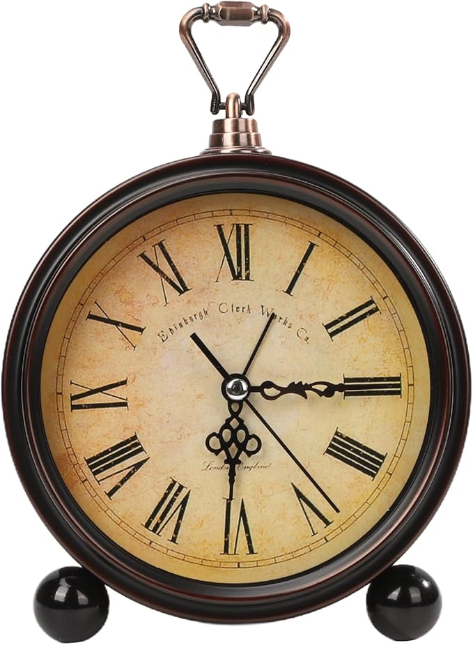 Blusaryme Loud Alarm for Deep Sleepers Desk Vintage Alarm Clock 5.25 inch Small Battery Operated Retro Clock Bedroom Live Room Decor Gift Clock