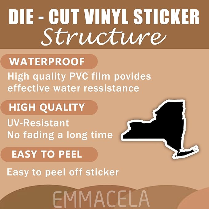 (3PCS) New York State Map Stickers, US State Stickers - Waterproof Vinyl Decals for Tumblers, Water Bottles, Laptops, Books, Scrapbooks, Great for New York Lovers 3 x 2.3 Inch