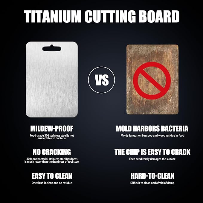 SHIRIA Cutting Board, Pure Titanium Cutting Boards For Kitchen, Double-Sided Titanium Cutting Board for Cutting Vegetables And Meat (12 * 8 in)