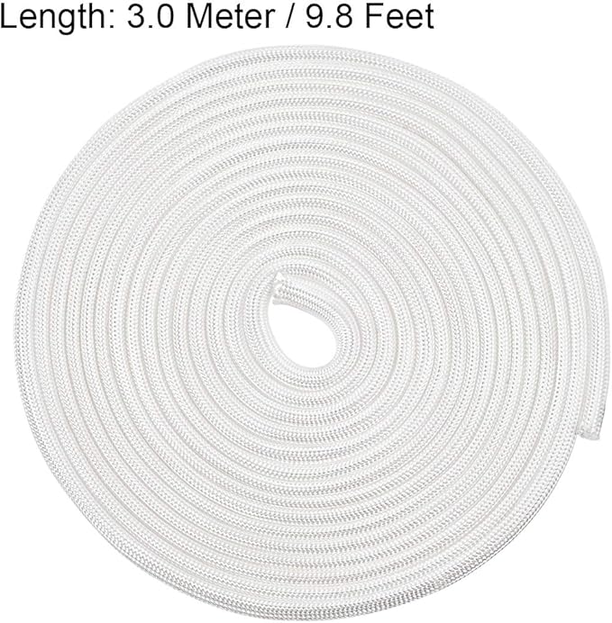 uxcell Insulation Braid Sleeving,4mm/0.16 Inch-3m/10 Feet High Temp Fiberglass Sleeve White