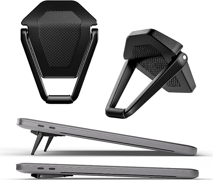 MIYKUISH Portable Invisible Laptop Stand - 2PCS Zinc Alloy Laptop Mini Stand Heat Dissipation Pad, Laptop Lifter for 12-20 Inch Laptops (Black)