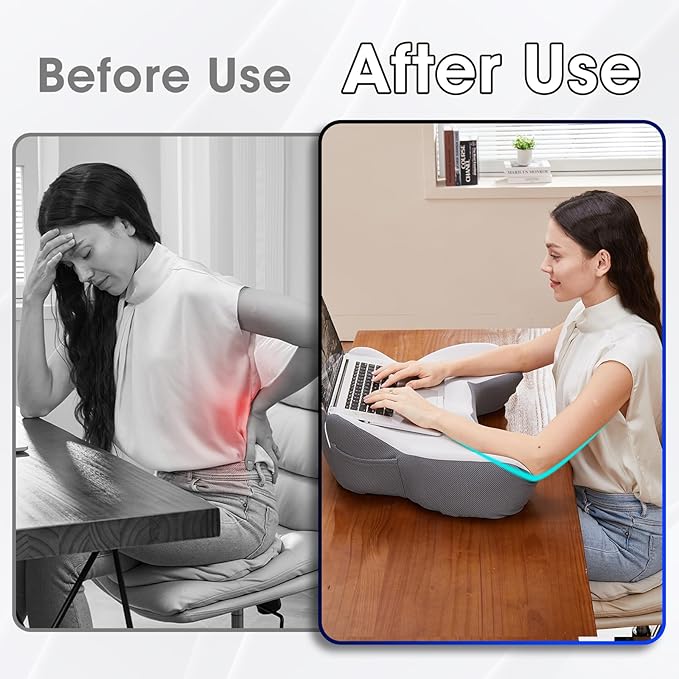 cooloo8 Lap Desk, Laptop Lap Desk Lap Desk with Cushion, Laptop Pillow for Lap, Portlands Portable Desk Pad, Gaming Pillow Work Pillow for Bed, Couch, Car(White Gray)