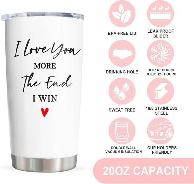 Valentines Day Anniversary Wedding Gifts for Women/Men Tumbler 20oz, Anniversary Wedding Gift for Couple, Gift for Girlfriend Wife, Wife Boyfriend Husband Birthday Gift Ideas, I Love You Gift