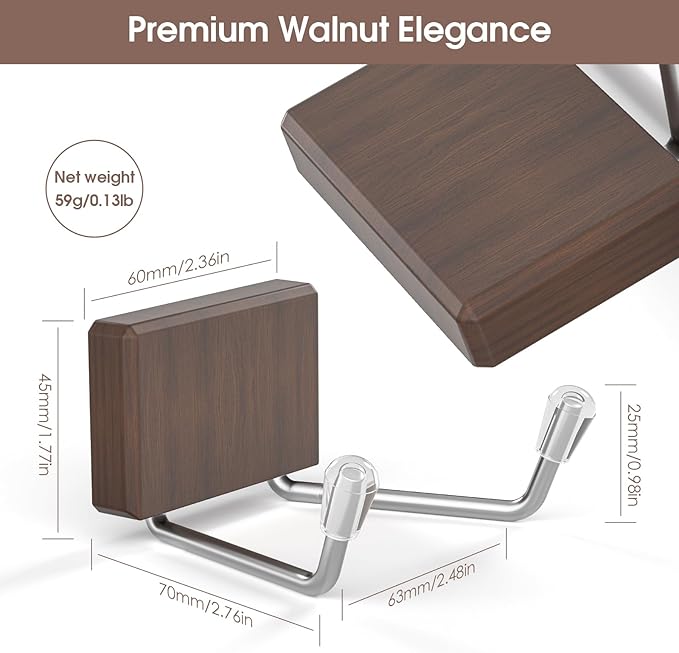 TOYOSO Magnetic Game Controller Holder: Walnut Wood Headphone Holder for Gamers - Headset Hanger Adhesive-Free 10lbs Strong Wall Mount for Xbox/PS5/Switch Controllers/PC Desk