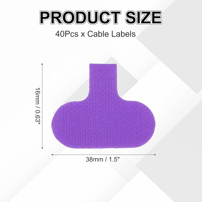 uxcell Cable Labels, 40Pcs Waterproof Cable Tag Writable Wire Labels Self-Adhesive Wire Tags Reusable Hook & Loop for Electronics Computer Cord Management Identification, Purple