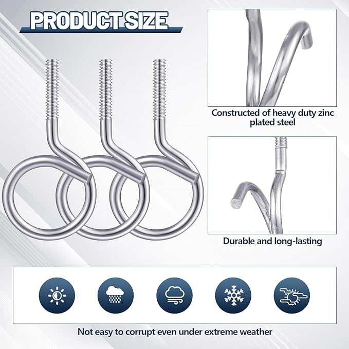Yaocom 50 Pcs 1/4"-20 Machine Threaded Bridle Rings 1-1/4" Diameter Heavy Duty Bridle Wiring Rings Cable Hangers for Low Voltage Cable Pipe Management