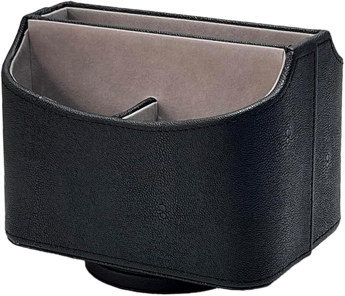 UnionBasic Rotating Desk Organizer, 360 Degree Desk Spinning Caddy, Desktop TV Guide/Mail/Media/Remote Controller Holder Organizer,Fishskin Black
