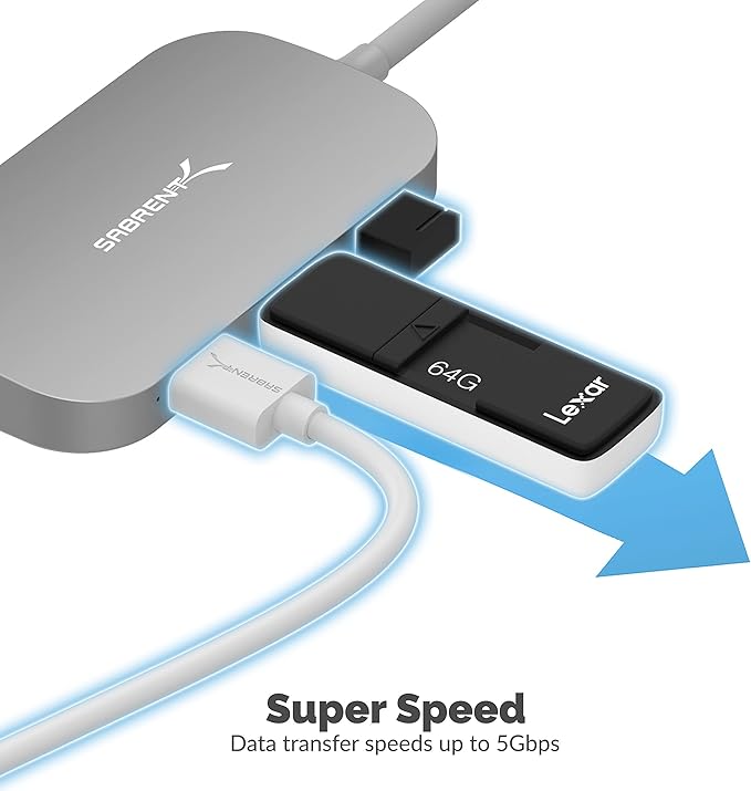SABRENT 8-in-1 USB Type-C Hub with HDMI(4K) Output, 3 USB 3.0 Ports, 1 USB 2.0 Port, SD/MicroSD Multi-Card Reader [4K and Power Delivery Support] (DS-UHCR)