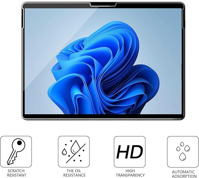 Megoo Surface Pro 8/Pro X 13" HD Tempered Glass Screen Protector, Ultra-Thin & Ultra-Clear, Superior Protection, Silky Smooth & Extremely Sensitive, 2 Pack