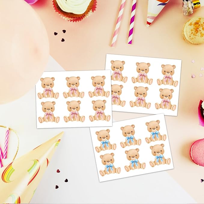Gender Reveal Games Bear Gender Reveal Decorations Gender Reveal Ideas 48 PCs Little Bear Stickers Boy or Girl Games Party Supplies for Gender Reveal Voting Use Gender Reveal Decor